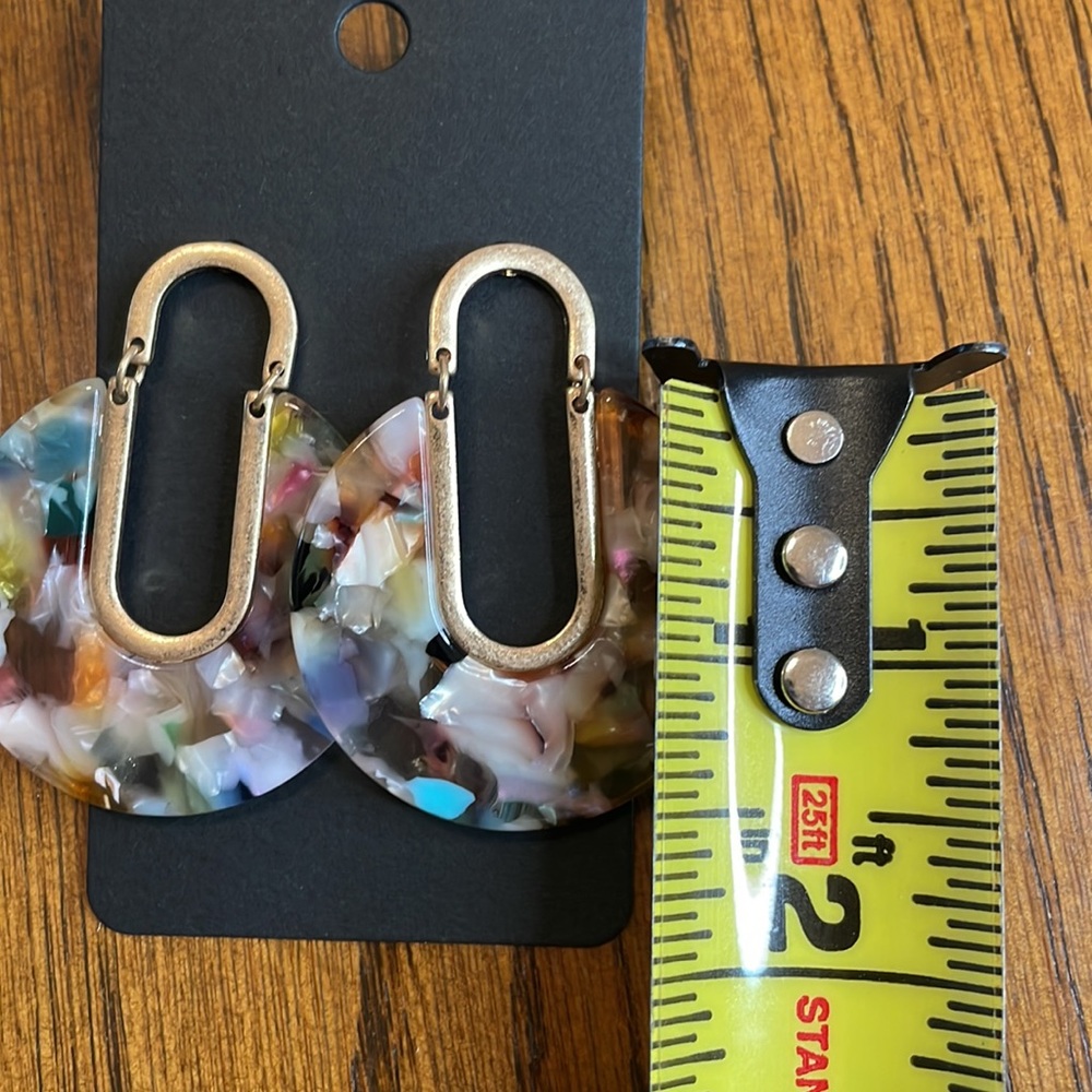 Gold/Multicolor Statement Earrings - Picture 3 of 4